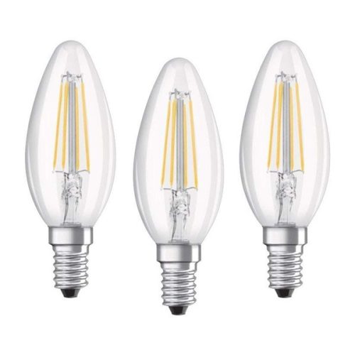 Osram Base átlátszó üveg búra/4W/470lm/4000K/E14/dobozos LED gyertya izzó 3 db